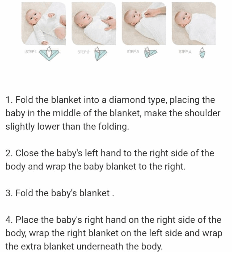 The image shows step-by-step instructions on how to use or wear the Swaddle, with accompanying visuals to demonstrate each step. The content is aimed at providing helpful guidance for parents on how to properly use the romper.