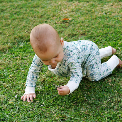 Smart Zipper Romper + Beanie Bundle 0-3 months - Eucalytpus Leaves