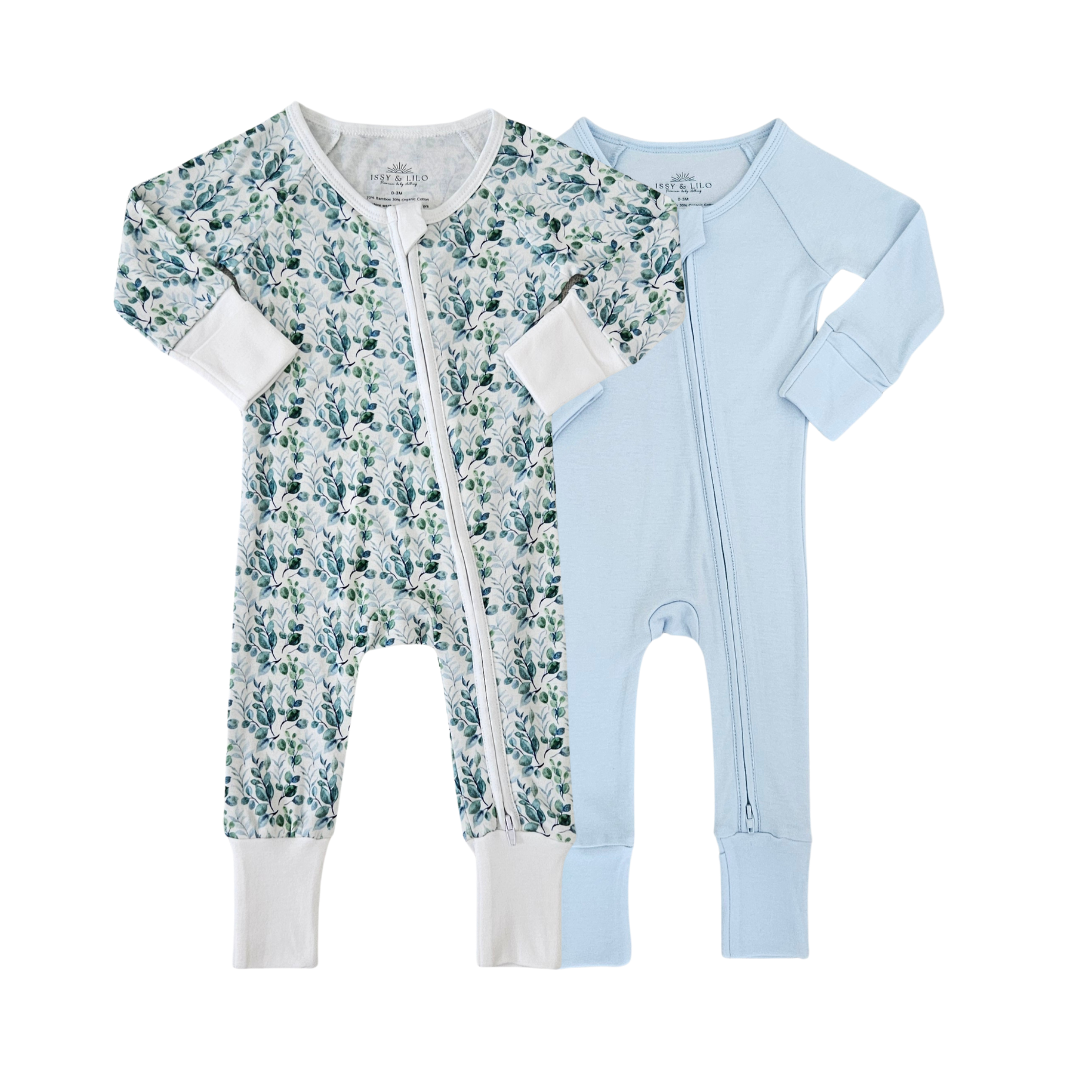 Smart Bamboo Zipper Rompers + Set of 2