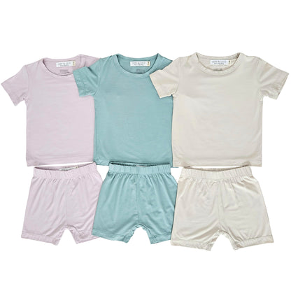 Short Sleeve Bamboo T-shirt And Shorts Set - Apricot