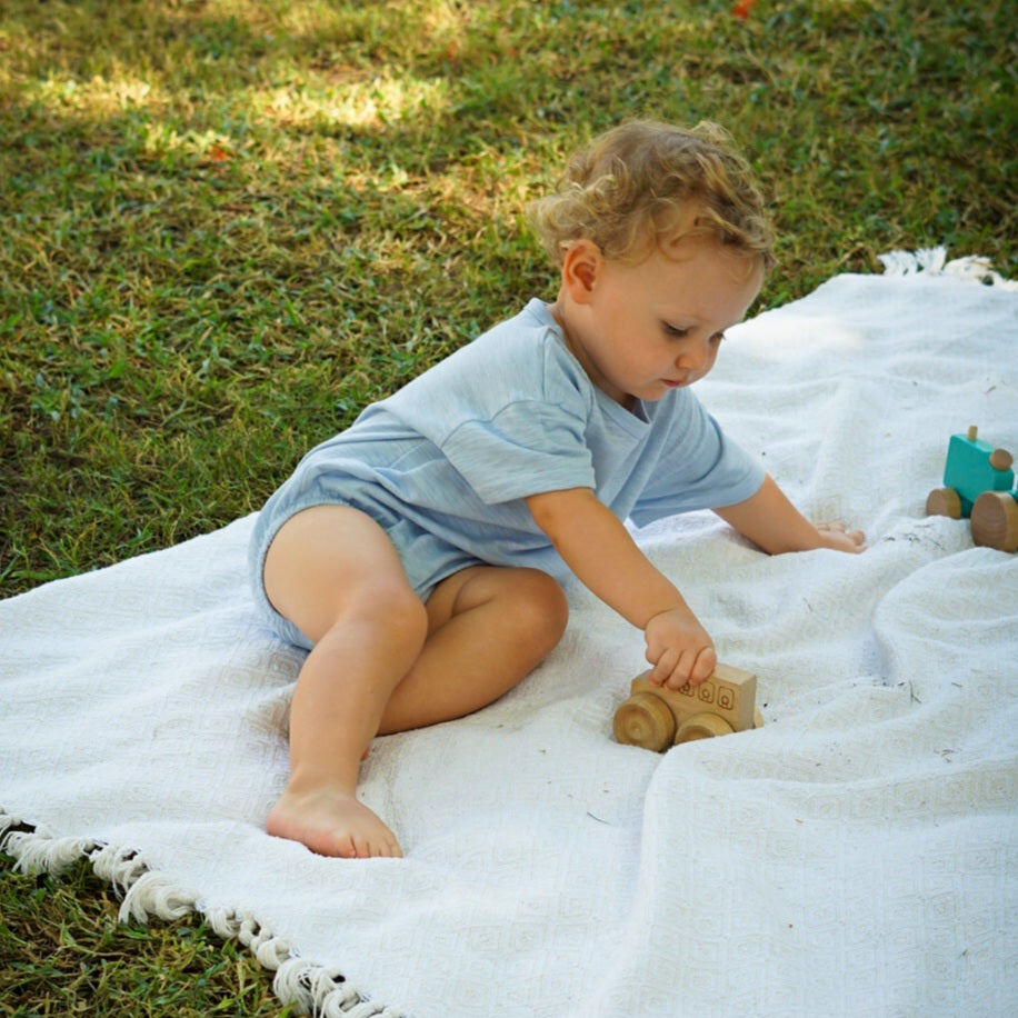 Oversized Organic Cotton Bodysuit - Baby Blue