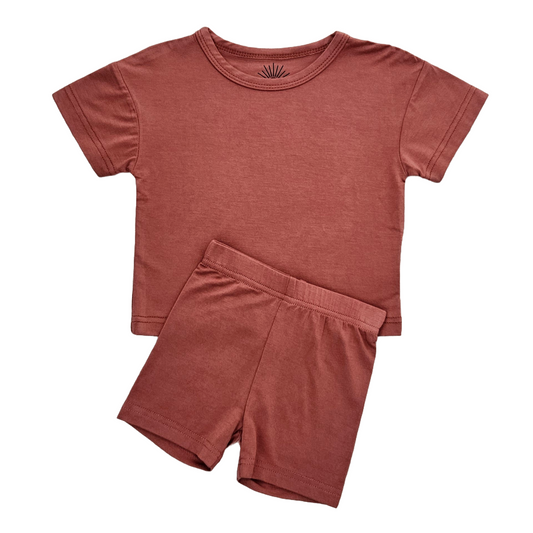 Short Sleeve Bamboo T-shirt And Shorts Set - Very Berry