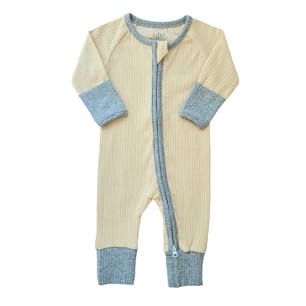 Smart Zipper Organic Cotton Romper - Cream