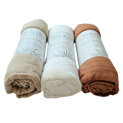 Ultra Soft Bamboo Swaddles Trio - Earthy Neutrals 1