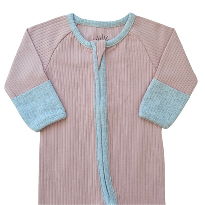 Smart Zipper Organic Cotton Romper - Dusty Pink