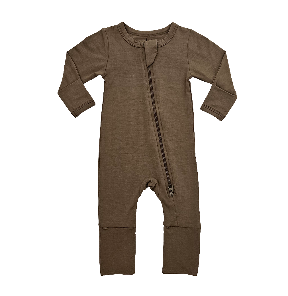 Smart Bamboo Zipper Romper - Olive Green