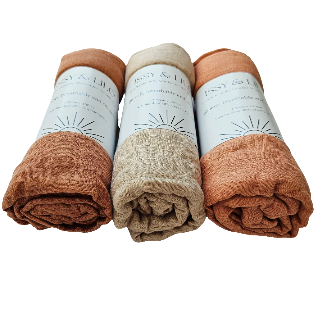 Ultra Soft Bamboo Swaddles Trio - Earthy Neutrals 2