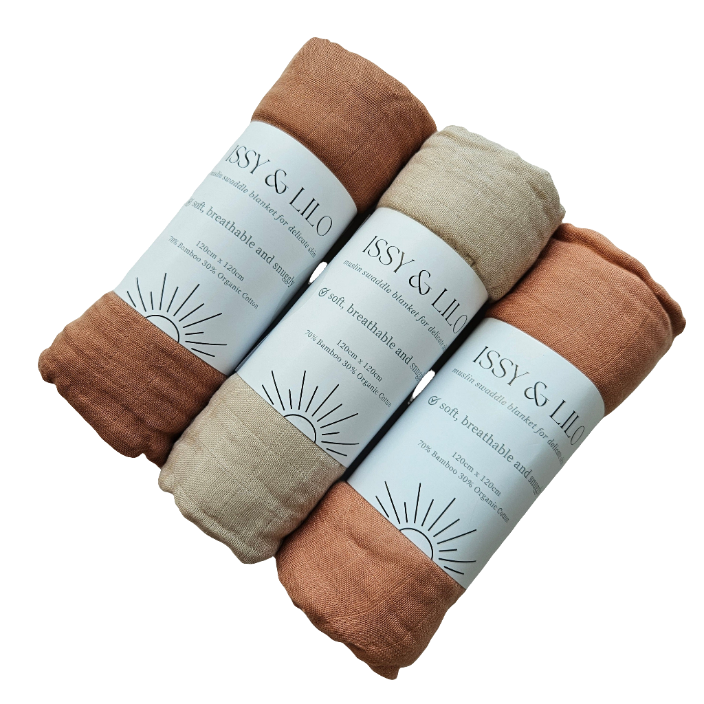 Ultra Soft Bamboo Swaddles Trio - Earthy Neutrals 2