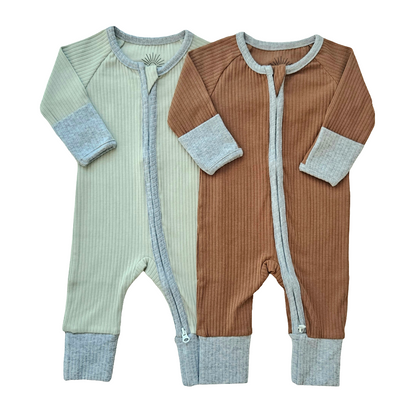 Smart Organic Cotton Zipper Rompers Set 1