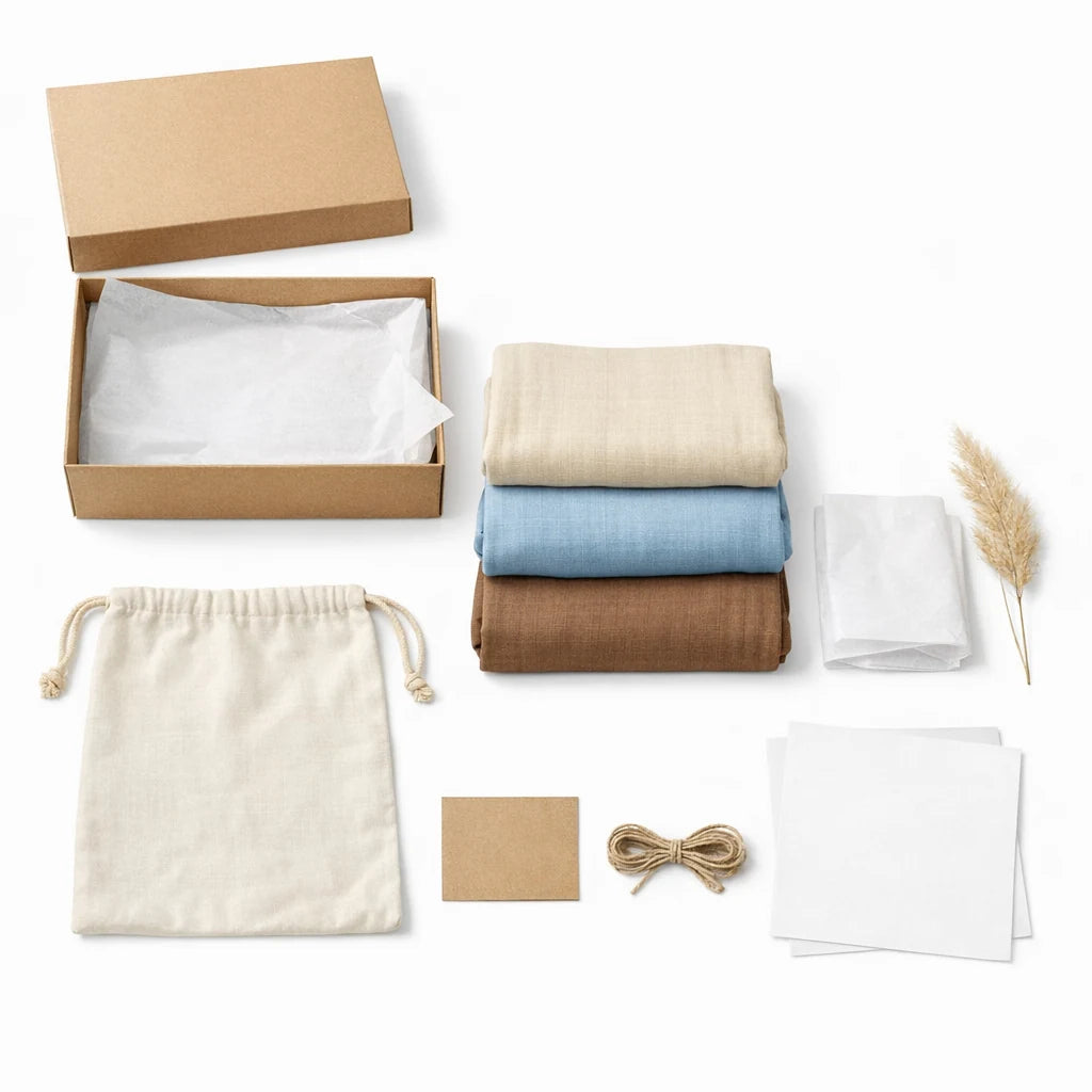 A neatly folded white bamboo swaddle blanket, coiled into a compact, circular shape. The blanket appears soft and breathable, showcasing its lightweight and comfortable texture ideal for newborns.