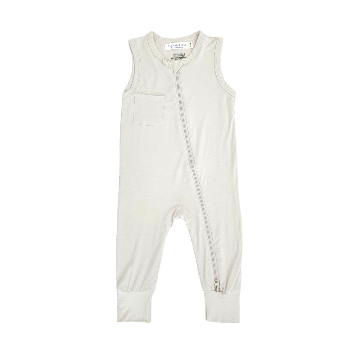 Sleeveless Bamboo Zipper Romper - 2 colors