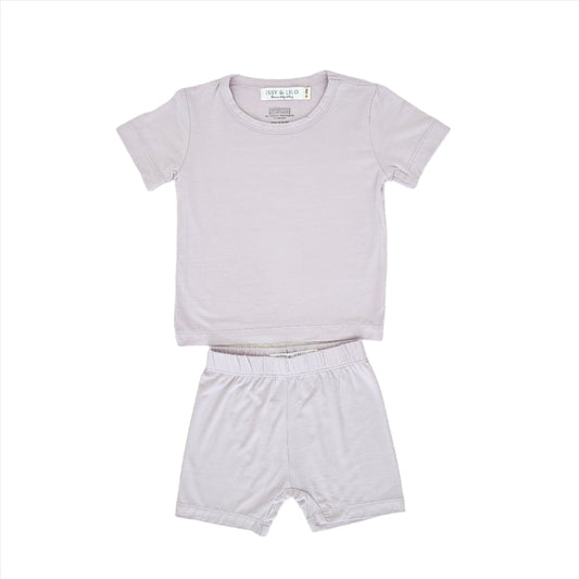 Short Sleeve Bamboo T-shirt And Shorts Set - Lavender