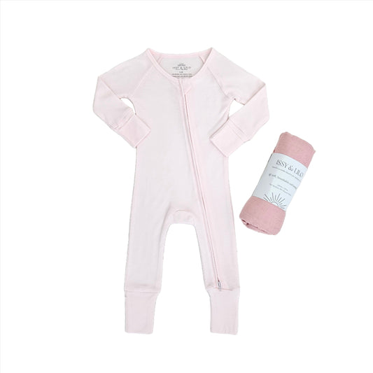 Smart Zipper Romper + Swaddle Bundle - Shades of Pink