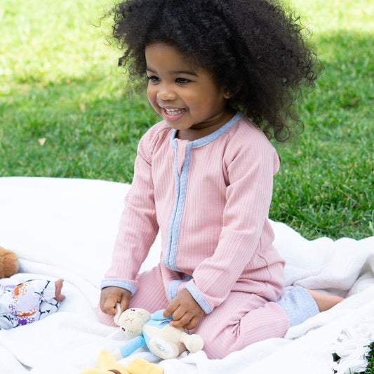 Smart Zipper Organic Cotton Romper - Dusty Pink