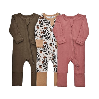 Smart Bamboo Zipper Rompers - Set of 3