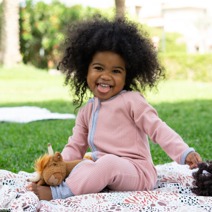 Smart Organic Cotton Zipper Rompers - 2 Pack (Cream & Dusty Pink)