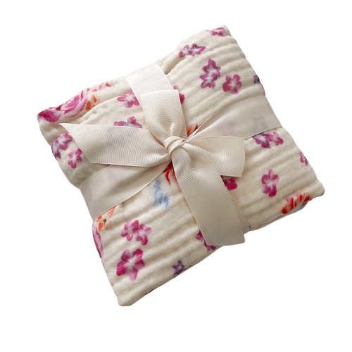 Organic Cotton Muslin Blanket - Blossom Dream by Artist Namira B.